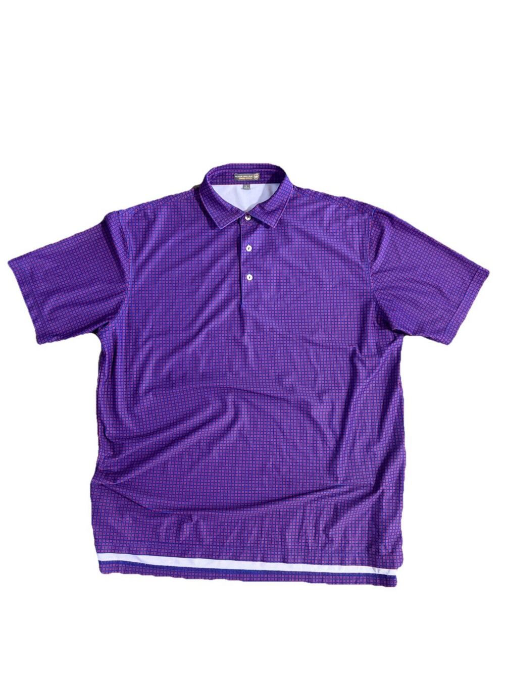 Peter Millar Men's Summer Comfort Polo Shirt Red Blue Size Large Golf